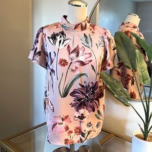 J.Crew Short Sleeve Floral Print Polyester Blouse SZ S